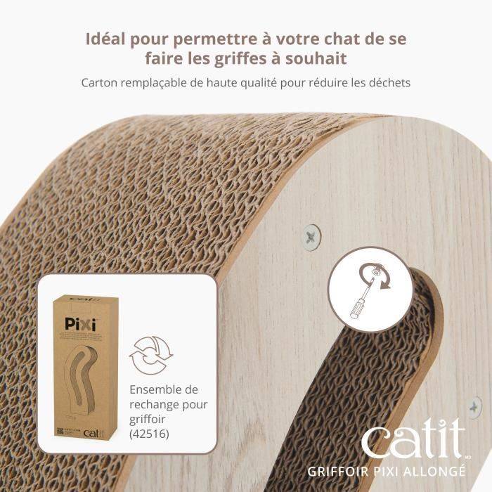 Le griffoir Catit PIXI, en forme de queue de chat, est parfait pour préserver votre mobilier. Avec son design élégant en chene naturel, il est fabriq - Image 3