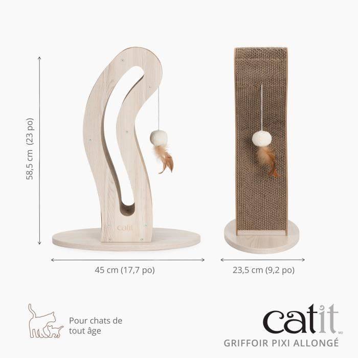 Le griffoir Catit PIXI, en forme de queue de chat, est parfait pour préserver votre mobilier. Avec son design élégant en chene naturel, il est fabriq - Image 5