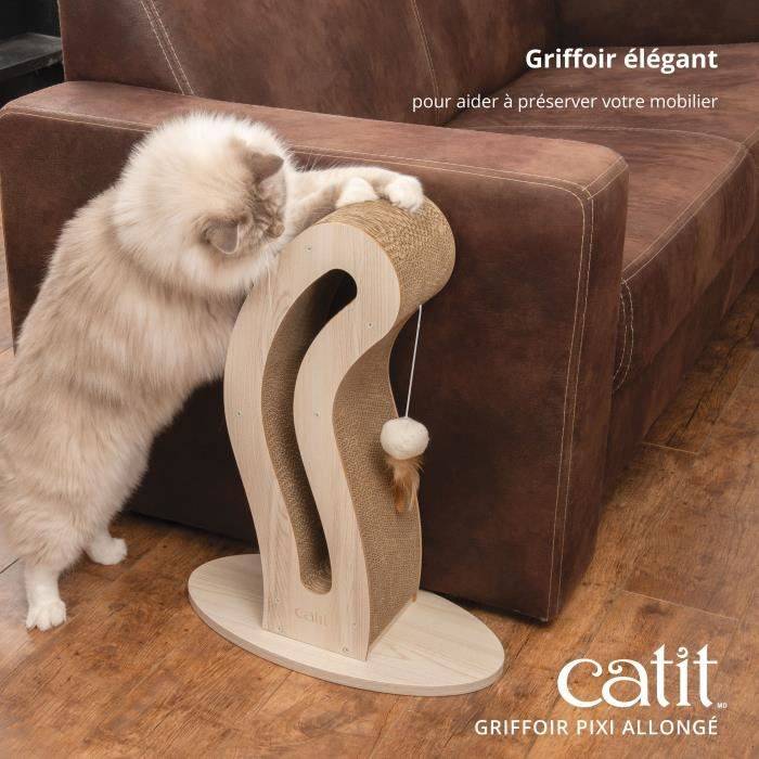 Le griffoir Catit PIXI, en forme de queue de chat, est parfait pour préserver votre mobilier. Avec son design élégant en chene naturel, il est fabriq - Image 2