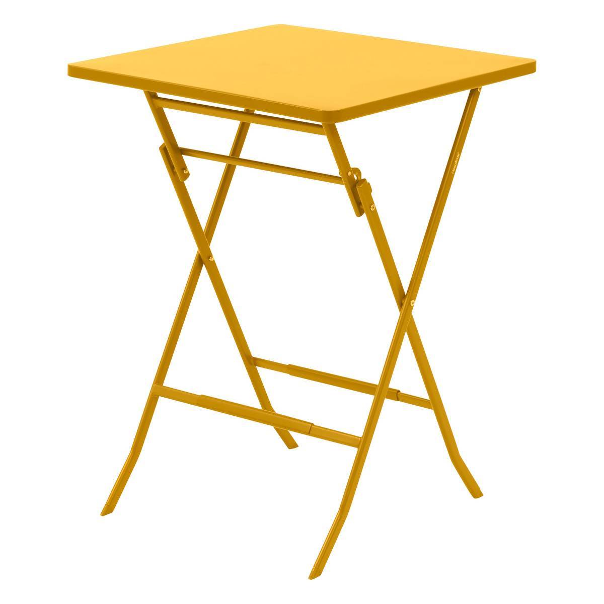 Hesperide - Table haute pliante de jardin "Greensboro" jaune moutarde 2 places en acier traité époxy Hespéride - Imagen 1