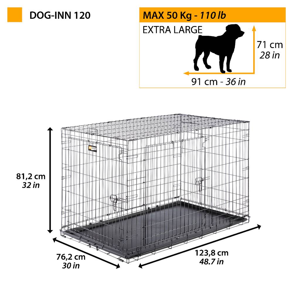 Ferplast - Ferplast Cage de transport pliable pour chiens DOG-INN 120, enclos pour chiots, transport en métal séparation inclus, porte double avec fermeture de - Imagen 2