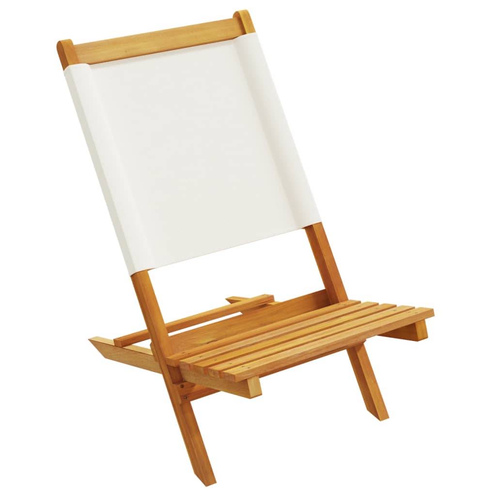 Lot de 2 Chaises de jardin - Chaises d'extérieur - Fauteuils de jardin blanc crème bois acacia massif tissu - Image 4