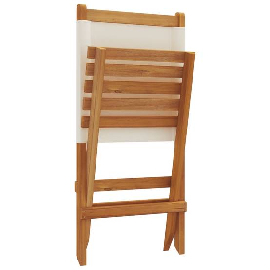 Lot de 2 Chaises de jardin - Chaises d'extérieur - Fauteuils de jardin blanc crème bois acacia massif tissu - Image 8