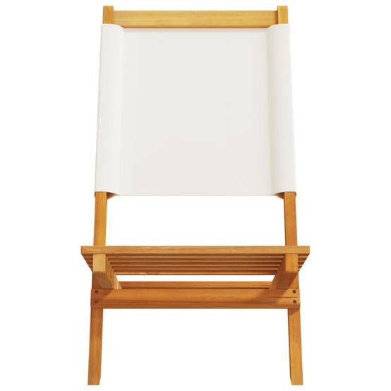 Lot de 2 Chaises de jardin - Chaises d'extérieur - Fauteuils de jardin blanc crème bois acacia massif tissu - Image 5