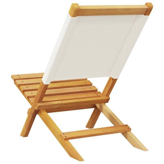 Lot de 2 Chaises de jardin - Chaises d'extérieur - Fauteuils de jardin blanc crème bois acacia massif tissu - Image 7
