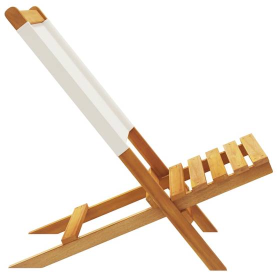 Lot de 2 Chaises de jardin - Chaises d'extérieur - Fauteuils de jardin blanc crème bois acacia massif tissu - Image 6