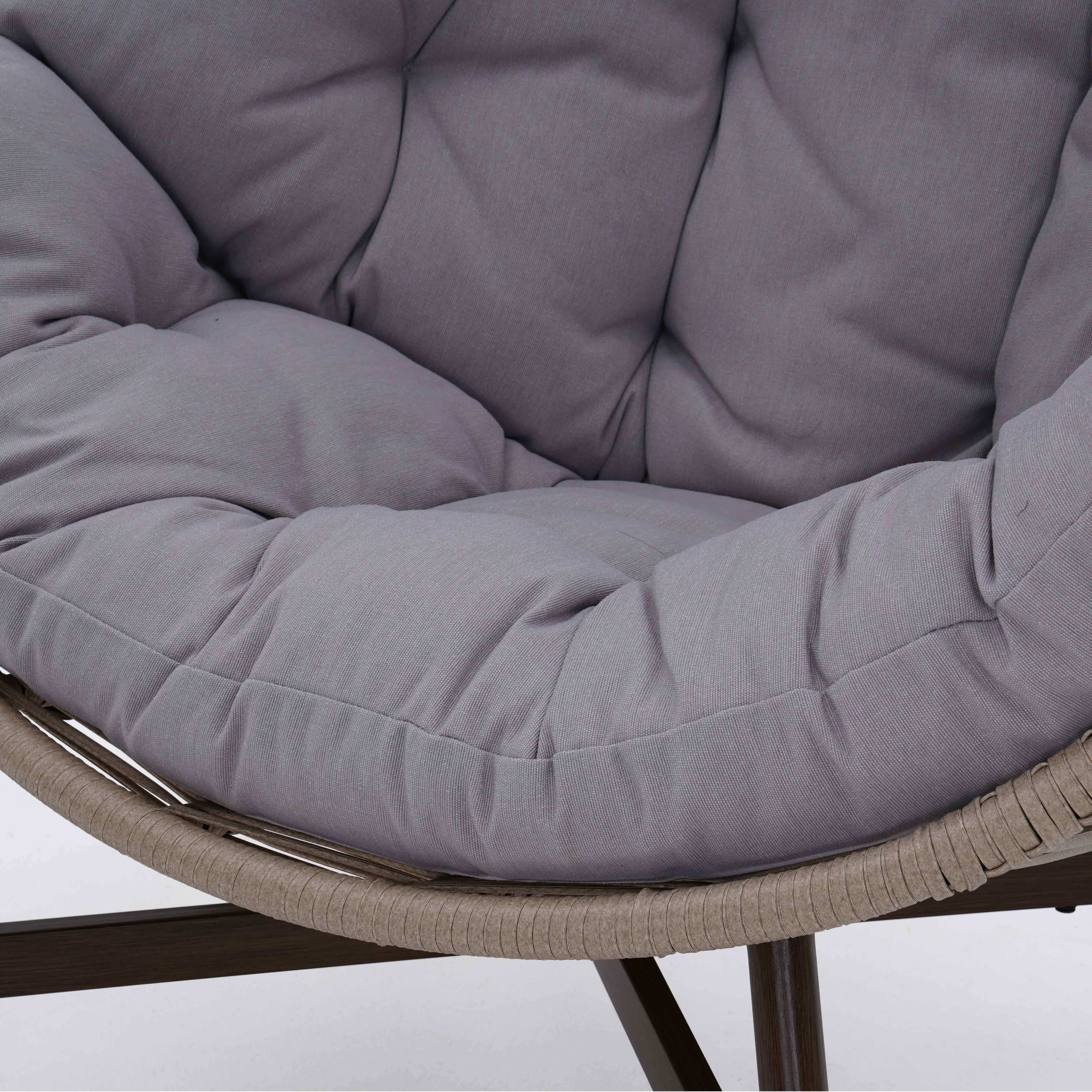 Oviala - Fauteuil de jardin oeuf sur pied en rotin synthétique 142 cm beige Bamako - Oviala - Imagen 6