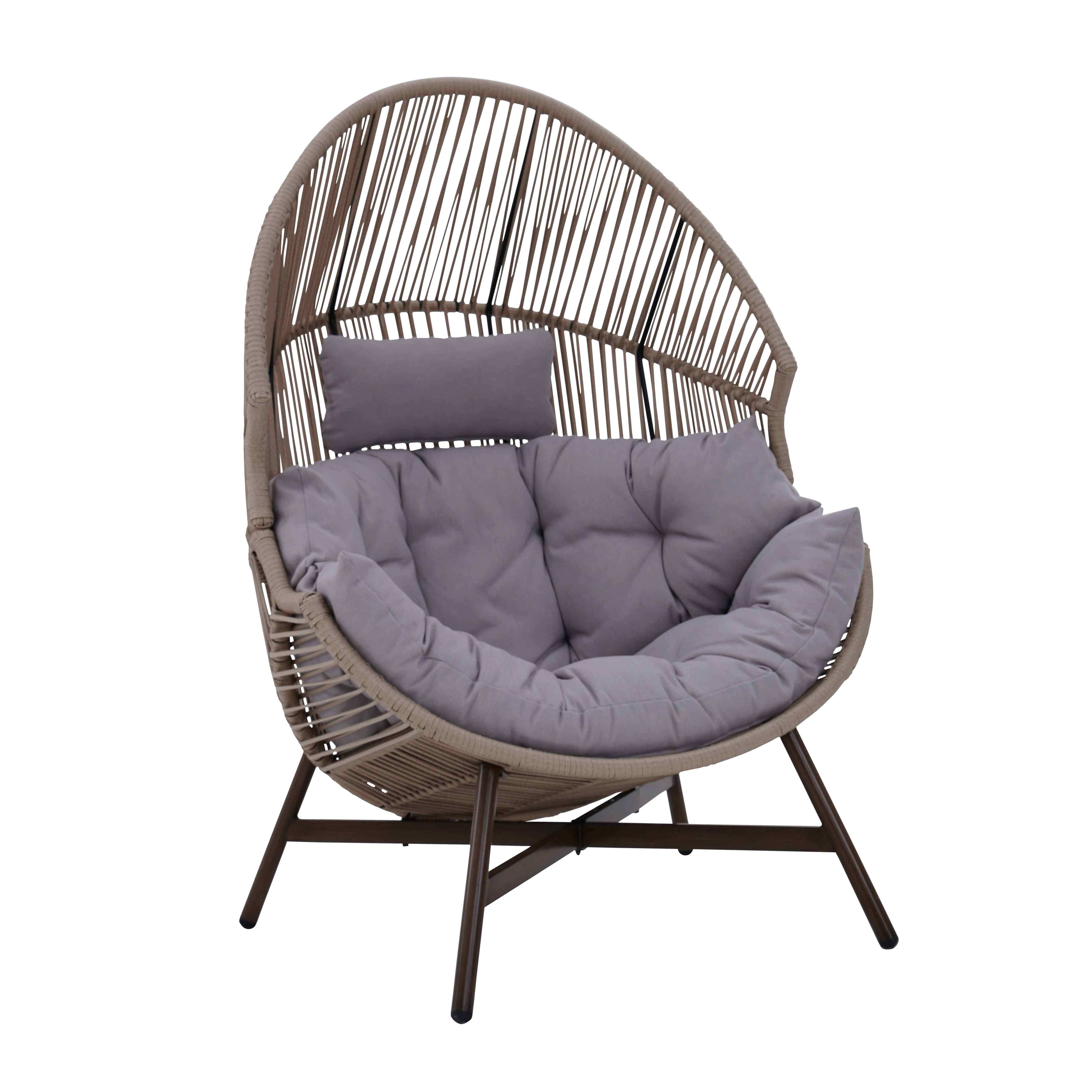 Oviala - Fauteuil de jardin oeuf sur pied en rotin synthétique 142 cm beige Bamako - Oviala - Imagen 1