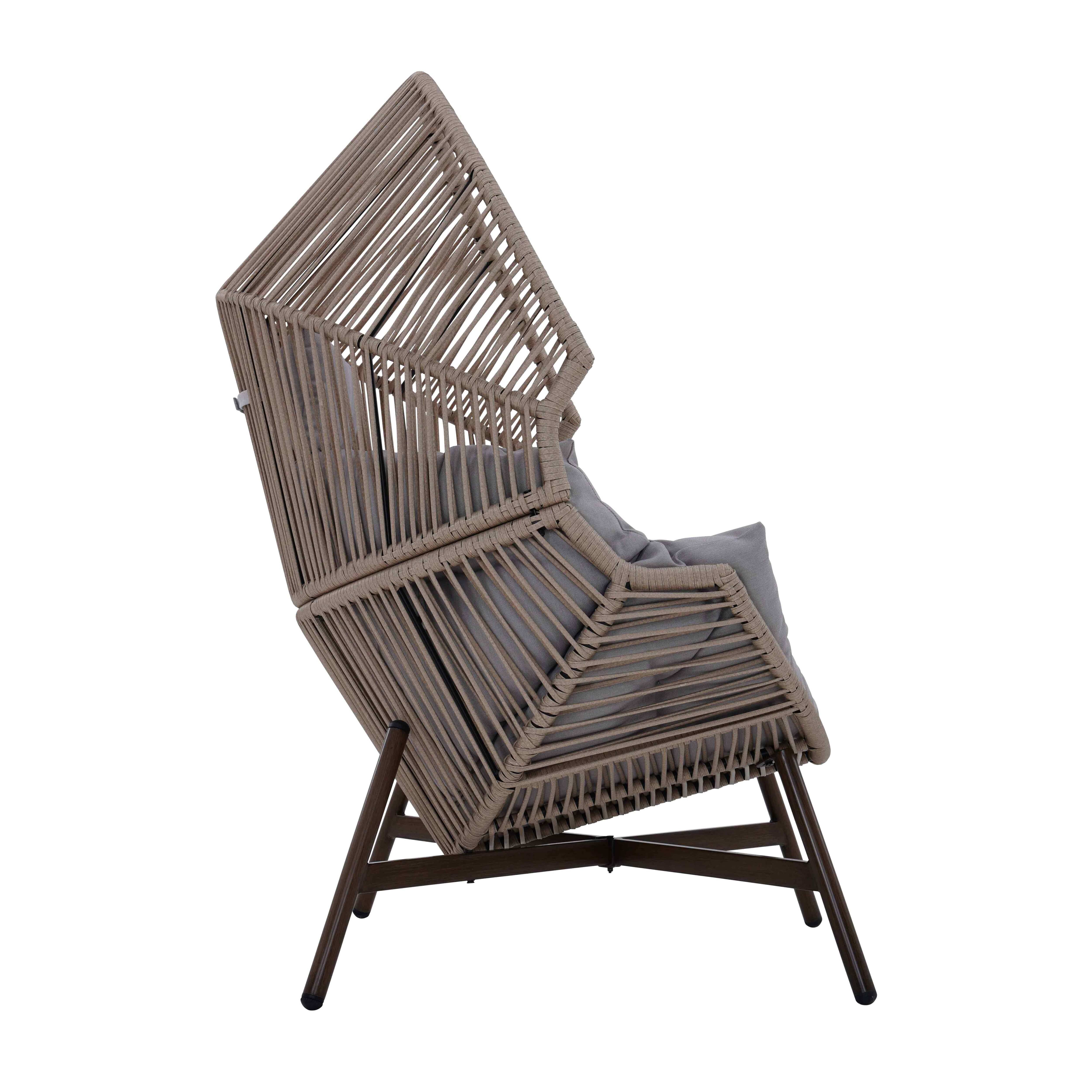 Oviala - Fauteuil de jardin oeuf sur pied en rotin synthétique 142 cm beige Bamako - Oviala - Imagen 4