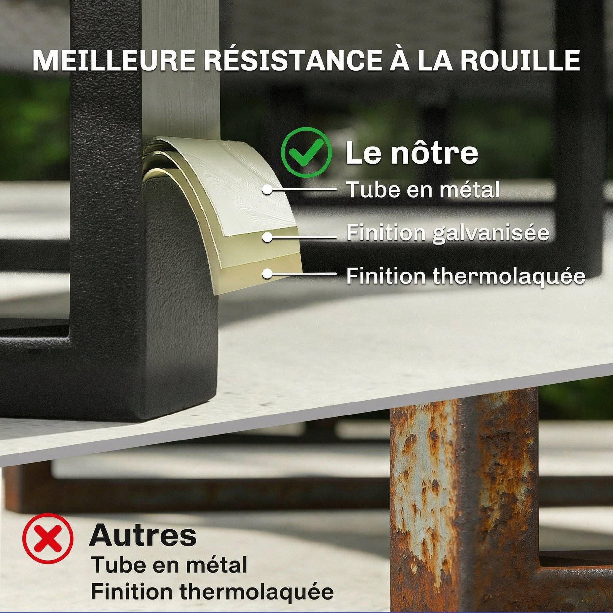 Salon de jardin d'angle 5 places design contemporain coussins déhoussables table basse acier époxy résine tressée beige - Image 7