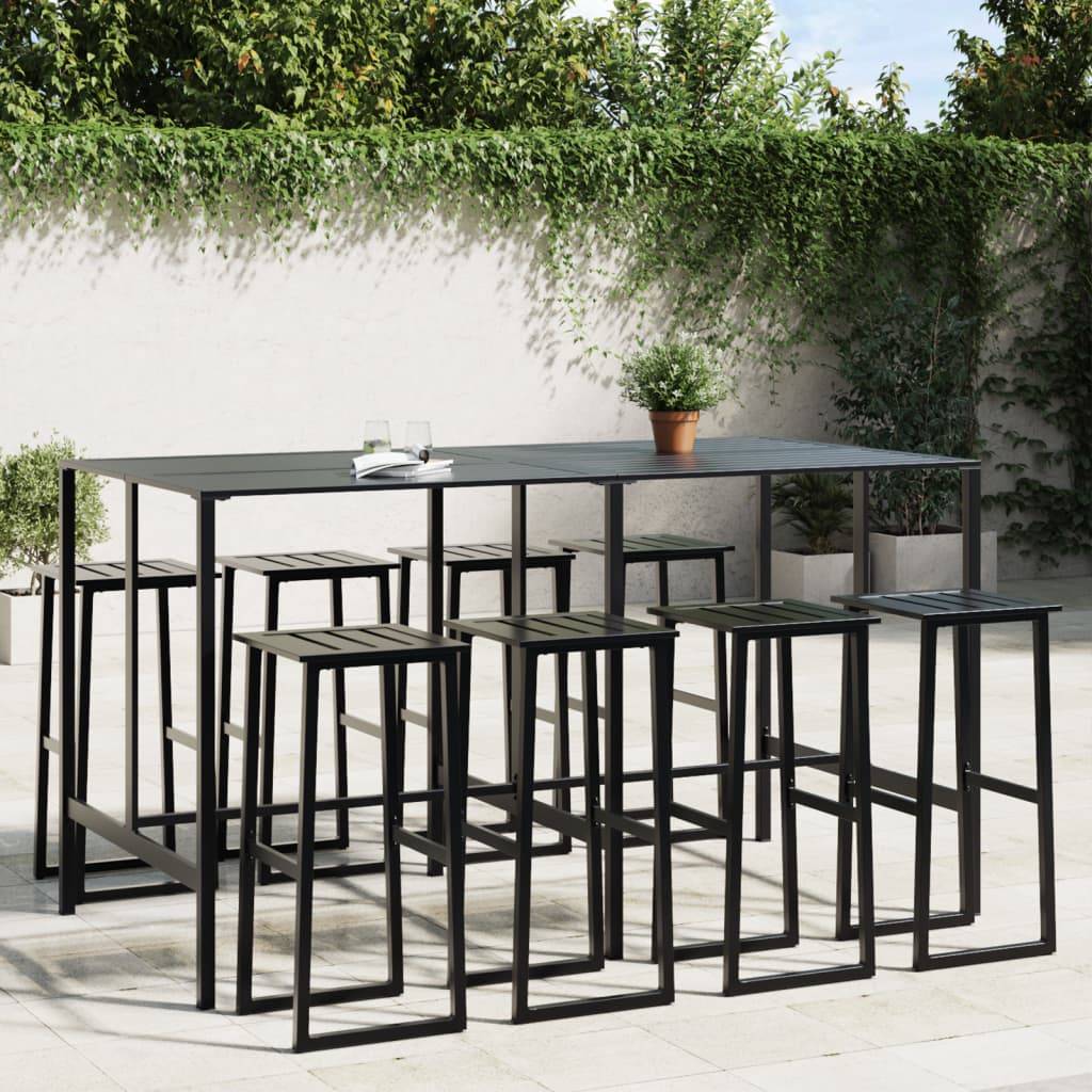 Vidaxl - Ensemble de bar de jardin 9 pcs noir acier enduit de poudre vidaXL 3283754 - Image 1