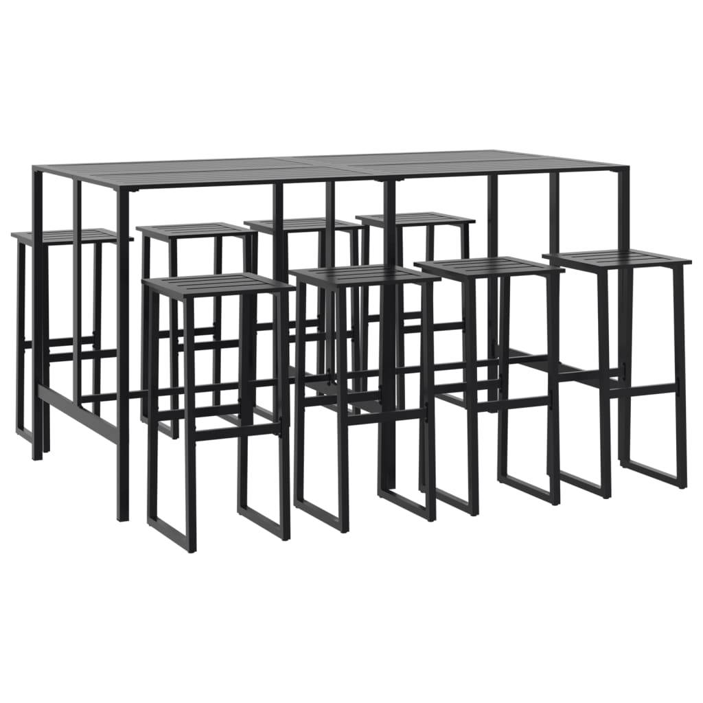 Vidaxl - Ensemble de bar de jardin 9 pcs noir acier enduit de poudre vidaXL 3283754 - Image 2