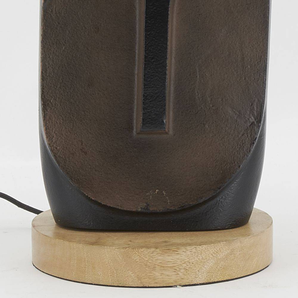 Aubry Gaspard - Pied de lampe Visage en aluminium noir et manguier - Imagen 2