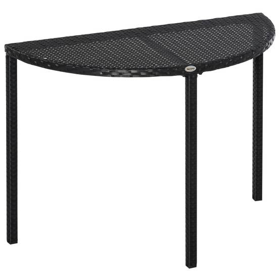 Table demi-lune Résine tressée Balcon Jardin Gain de place 100x50cm Noir - ComfortXL Outdoor Living - Image 1