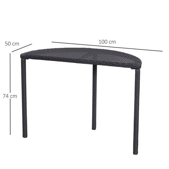 Table demi-lune Résine tressée Balcon Jardin Gain de place 100x50cm Noir - ComfortXL Outdoor Living - Image 5