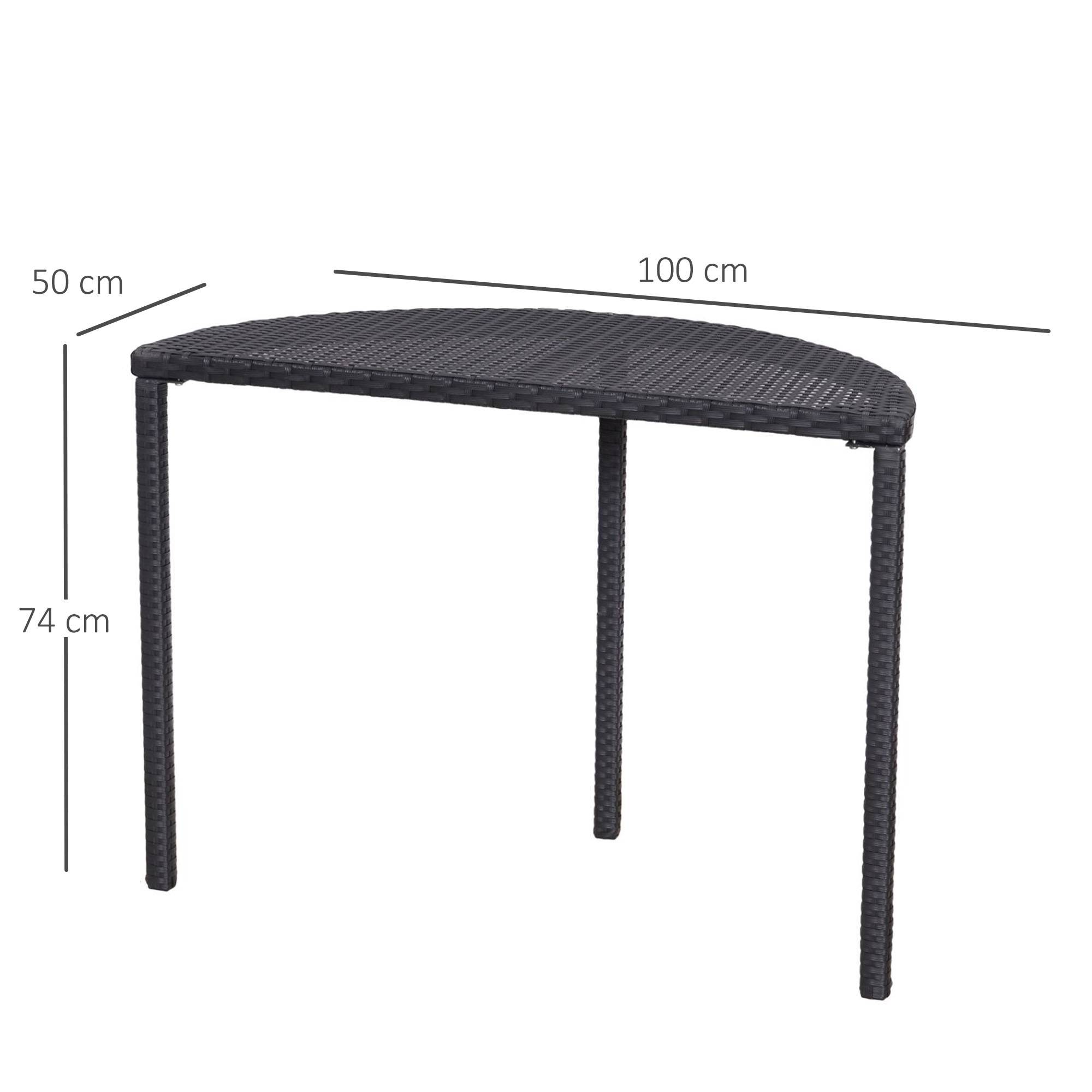 Table demi-lune Résine tressée Balcon Jardin Gain de place 100x50cm Noir - ComfortXL Outdoor Living - Image 5