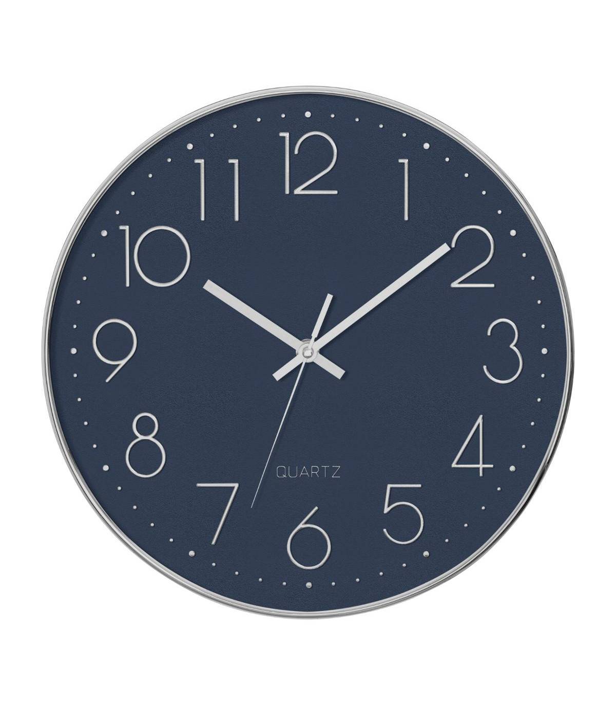 Pendule murale silencieuse contour Argent D 30 cm - Imagen 1