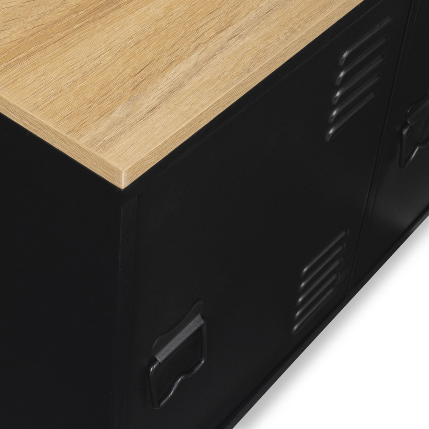 Buffet bas 113 cm ESTER 3 portes métal noir plateau bois design industriel - Image 6