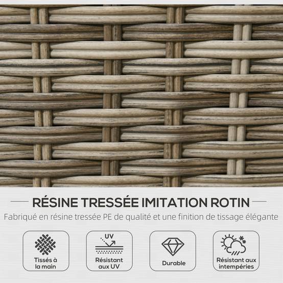 Maison Chic - Ensemble salon de jardin 3 pièces | Mobilier de jardin Kaki Résine tressée en PE 132x86x75 cm - Image 7