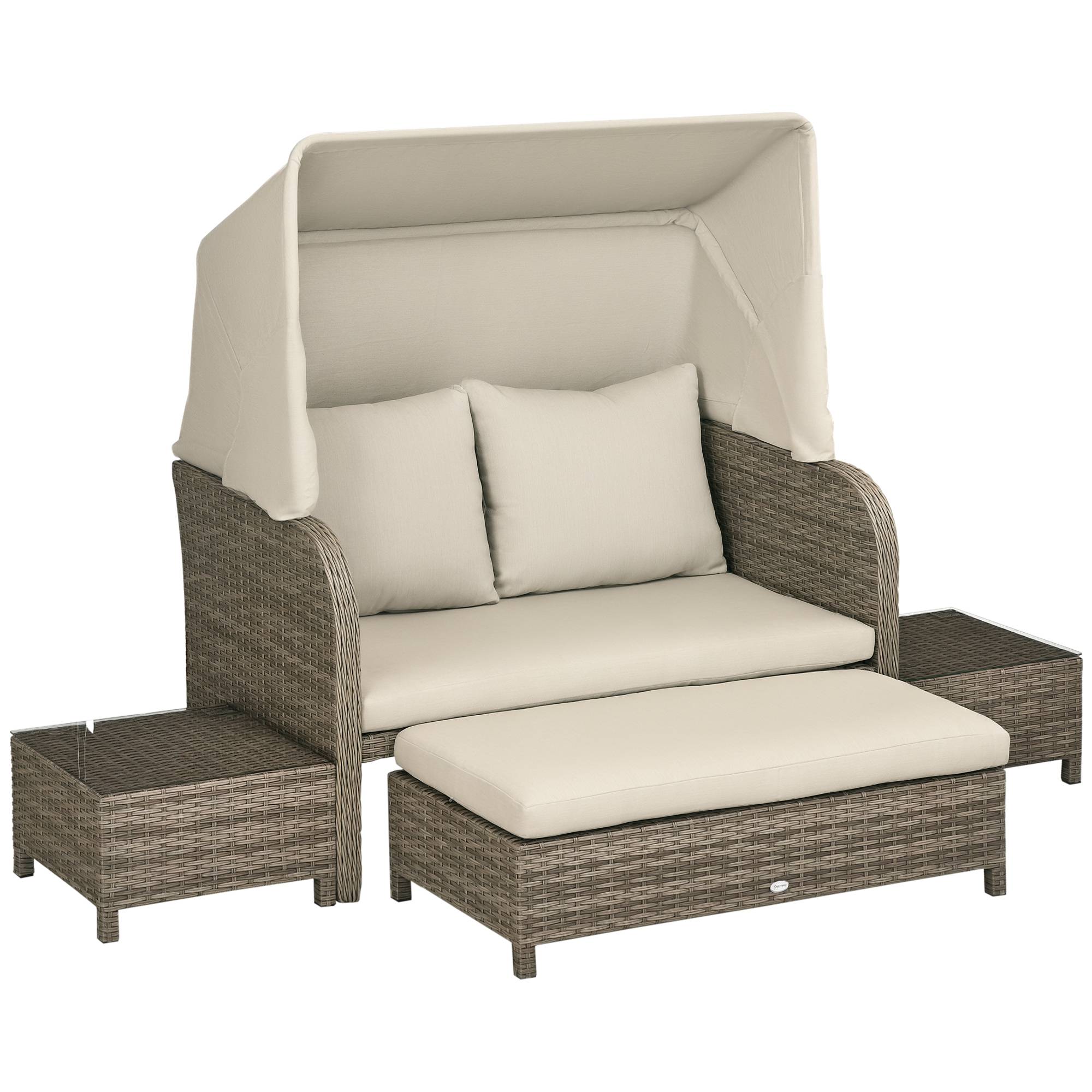 Maison Chic - Ensemble salon de jardin 3 pièces | Mobilier de jardin Kaki Résine tressée en PE 132x86x75 cm - Image 1
