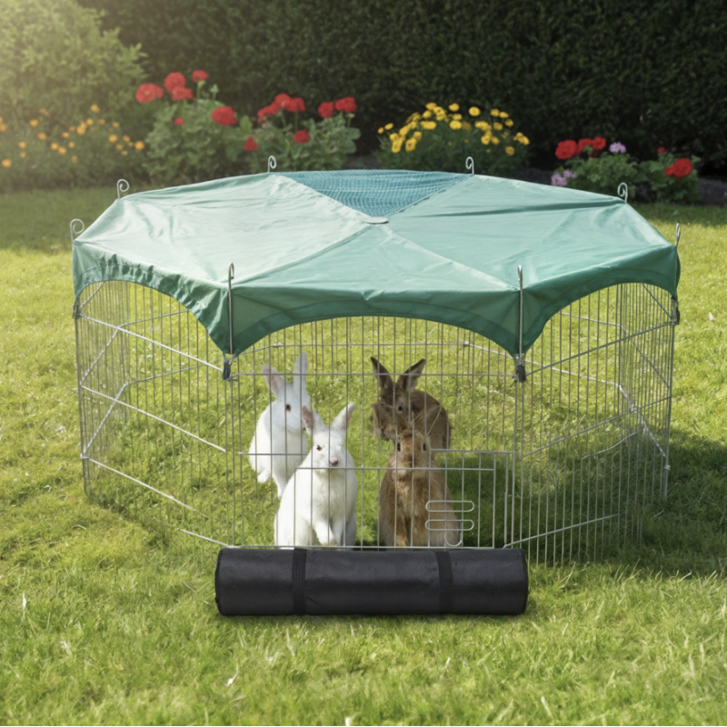 Parc Enclos avec tapide de sol Extérieur grillage en métal petit animaux Taille M Maison été 2711 - Image 1