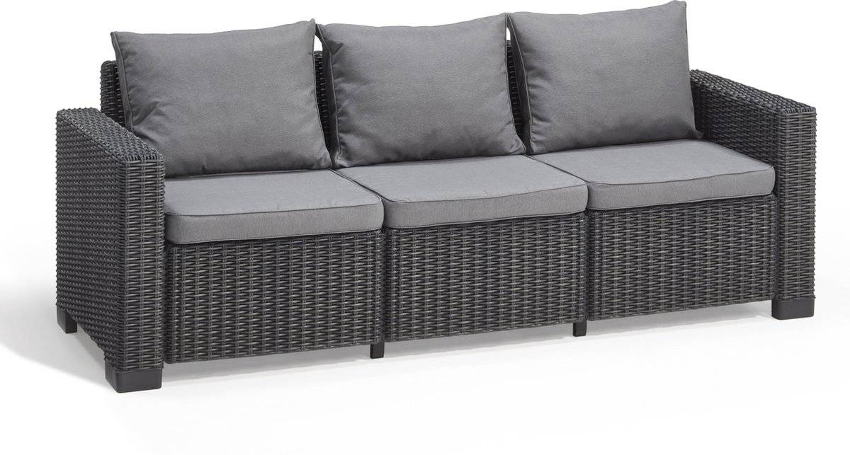 Keter - Salon de jardin California Canapé 3 places + Pouf + Table basse - Anthracite - KETER - Image 2