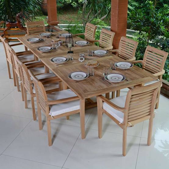 Table extensible rectangulaire teck massif 12 places Sydney - TECK'Attitude - Image 2