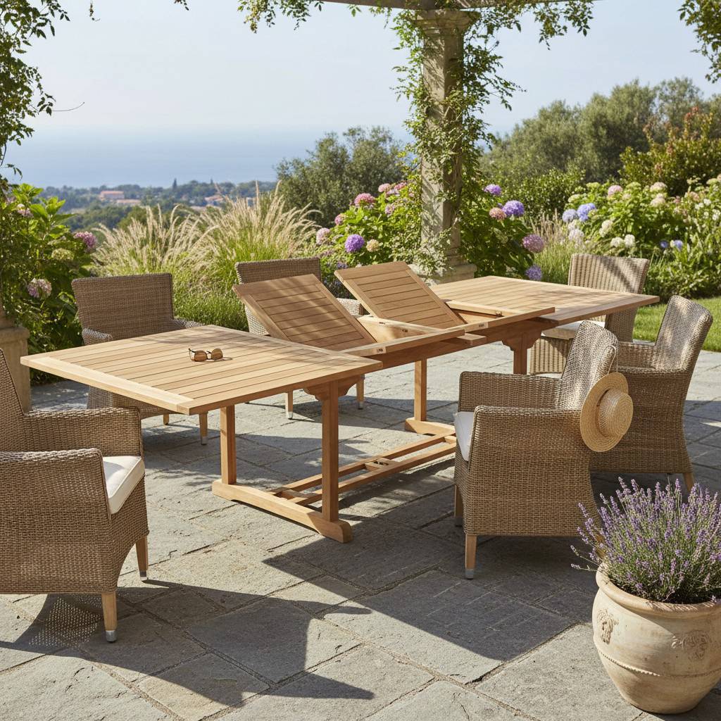 Teck'Attitude - Table extensible rectangulaire teck massif 12 places Sydney - TECK'Attitude - Imagen 8