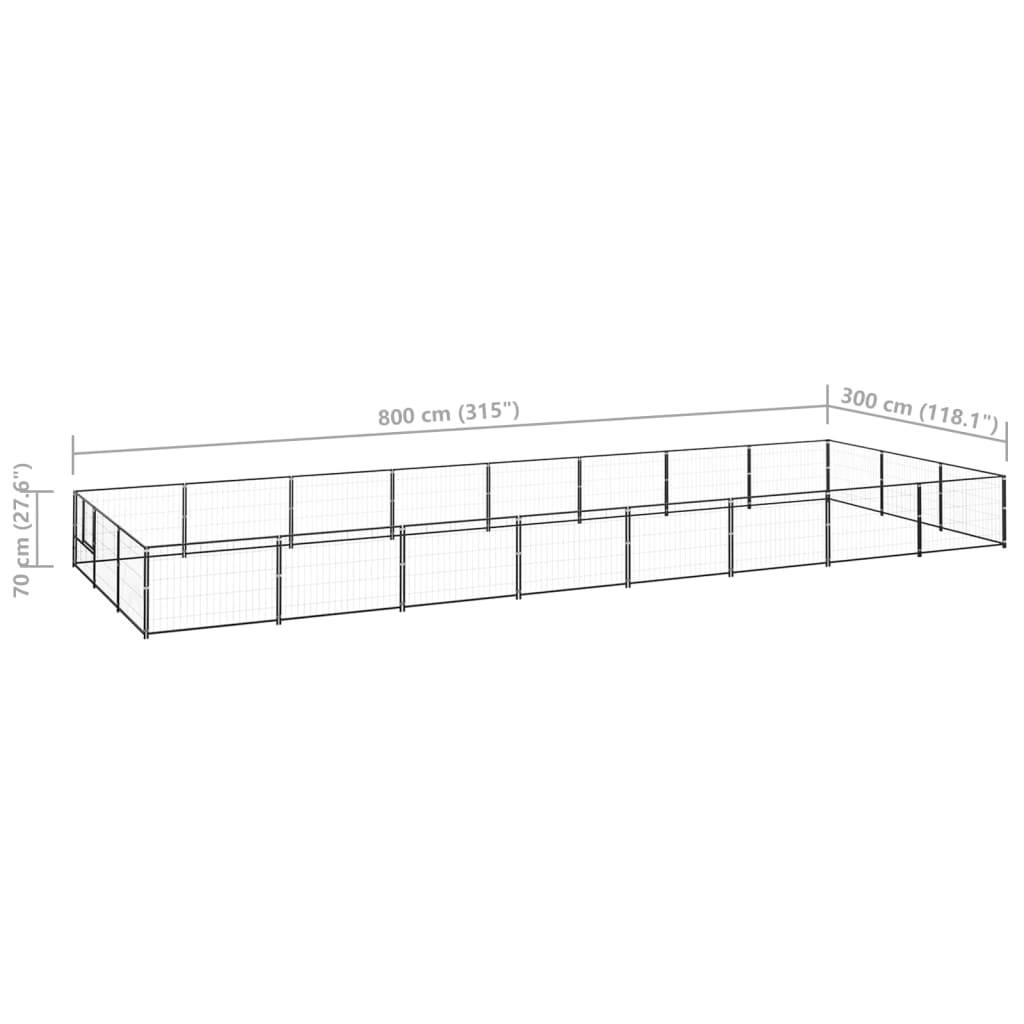 Vidaxl - Chenil Noir 24 m² Acier vidaXL 3082132 - Imagen 6