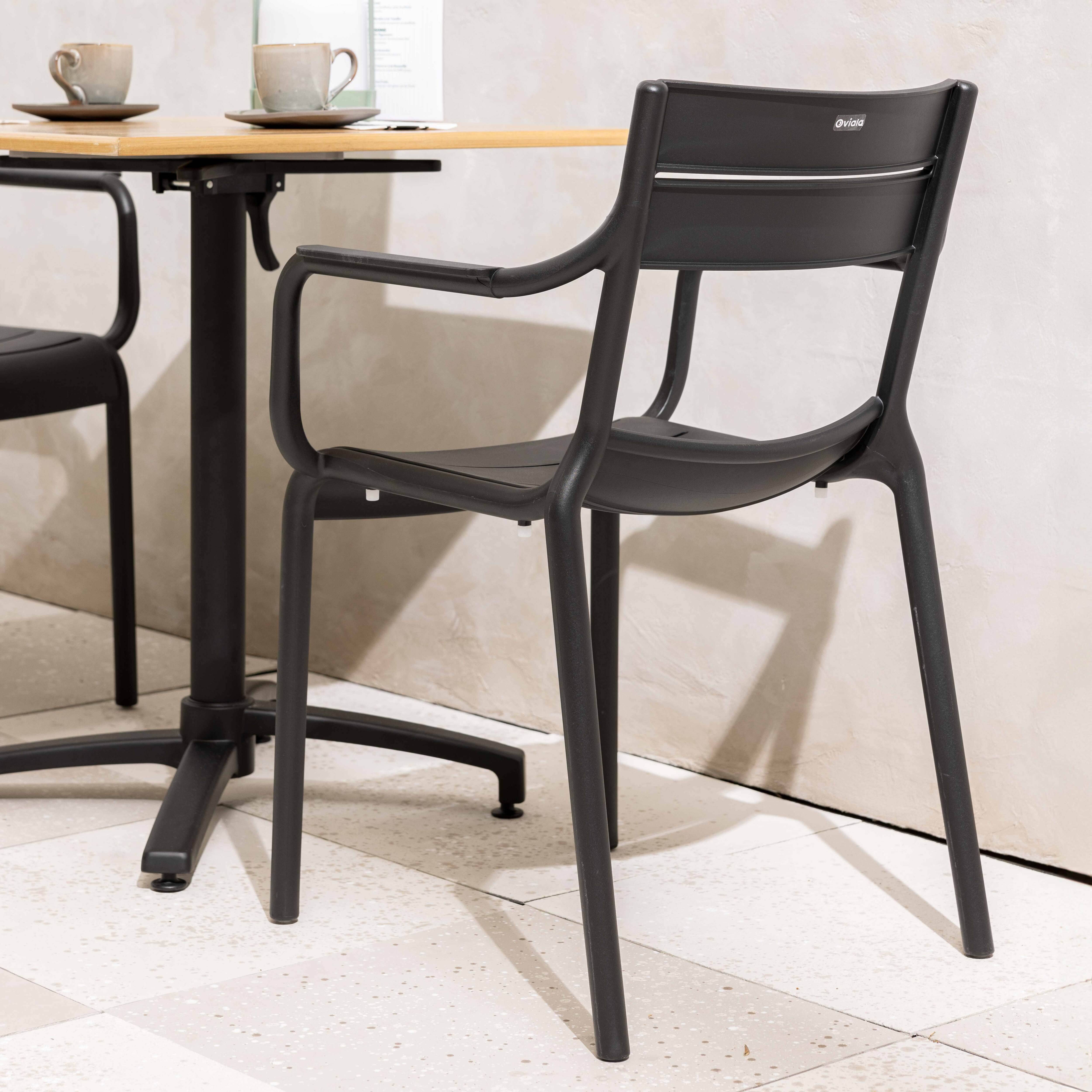 Oviala - Lot de 4 fauteuils de terrasse en plastique noir Paname - Oviala - Imagen 3