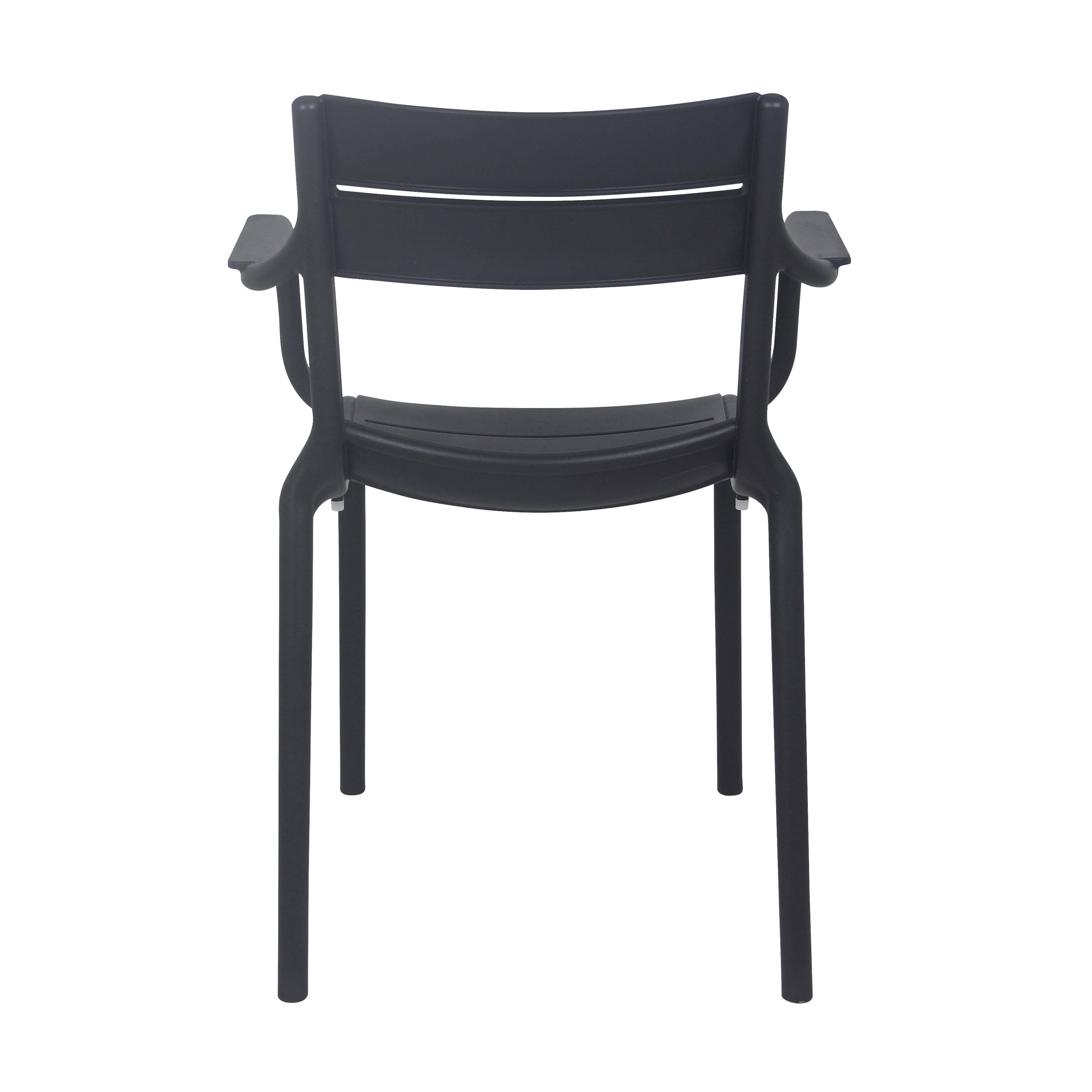 Oviala - Lot de 4 fauteuils de terrasse en plastique noir Paname - Oviala - Imagen 5