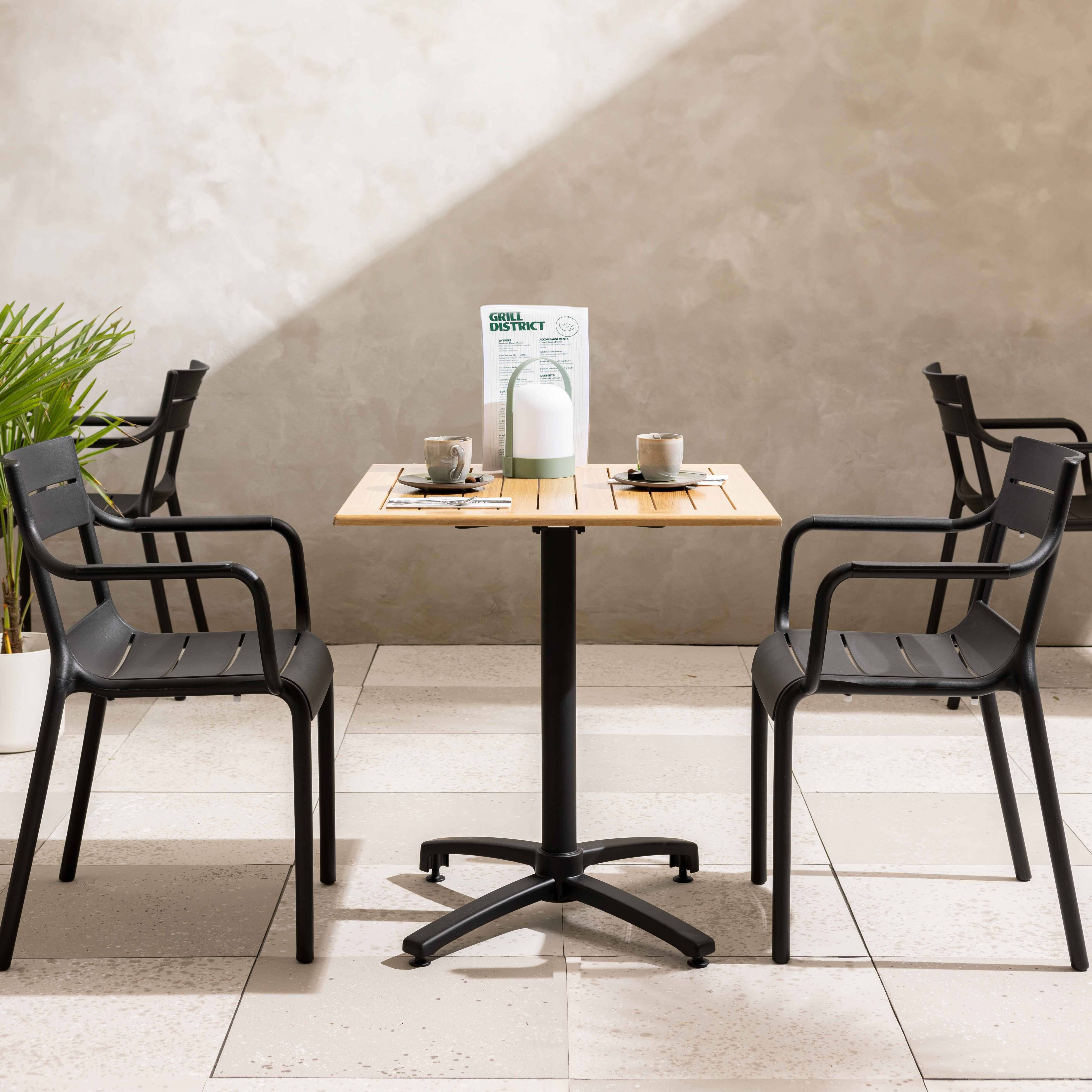 Oviala - Lot de 4 fauteuils de terrasse en plastique noir Paname - Oviala - Imagen 2
