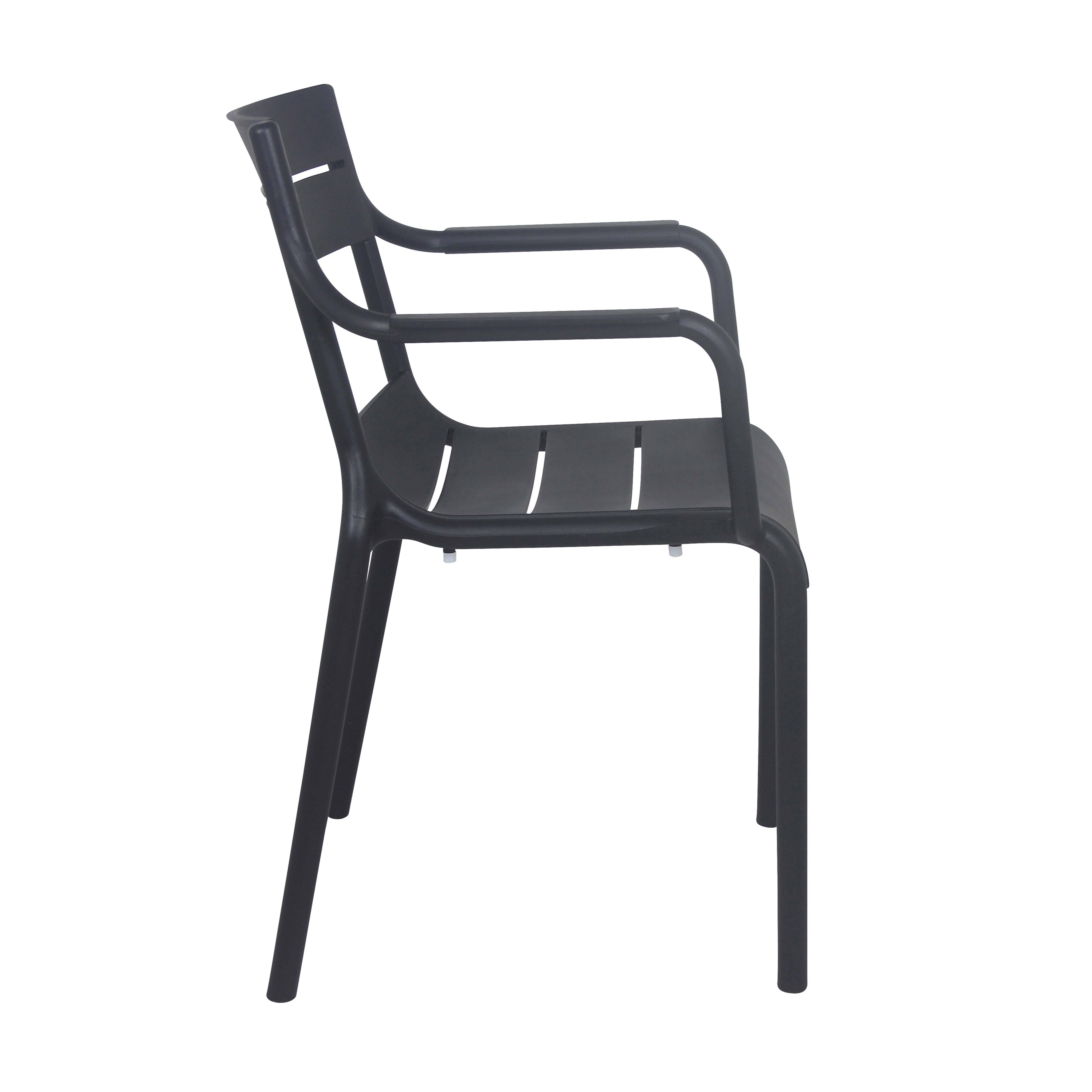 Oviala - Lot de 4 fauteuils de terrasse en plastique noir Paname - Oviala - Imagen 6