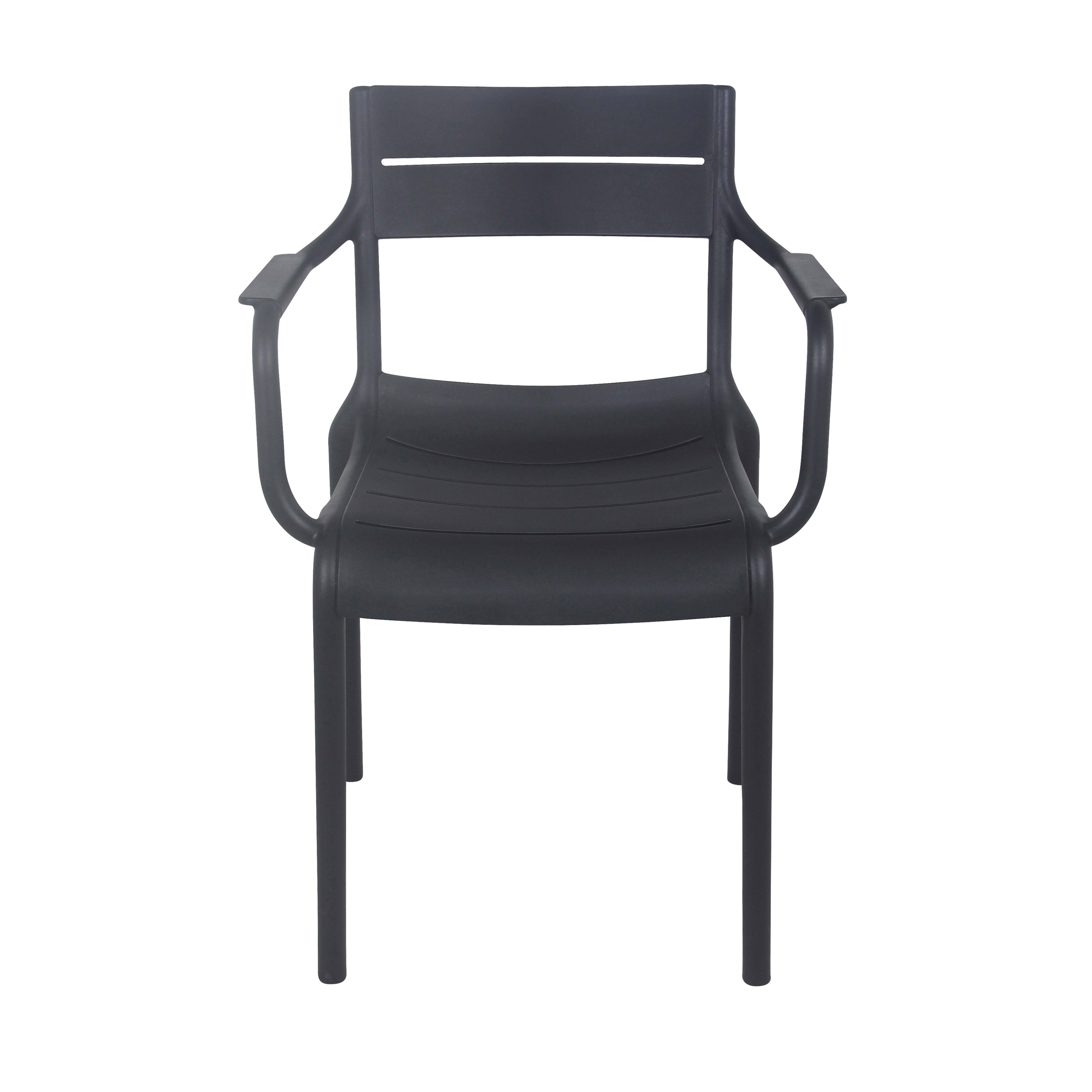 Oviala - Lot de 4 fauteuils de terrasse en plastique noir Paname - Oviala - Imagen 4