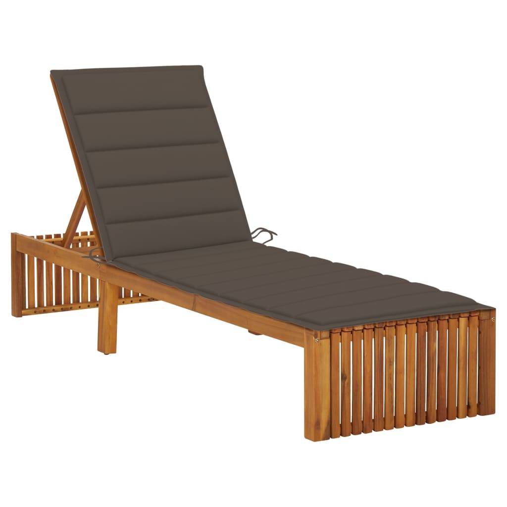 Helloshop26 - Transat chaise longue bain de soleil lit de jardin terrasse meuble d'extérieur avec coussin bois d'acacia solide - Imagen 1
