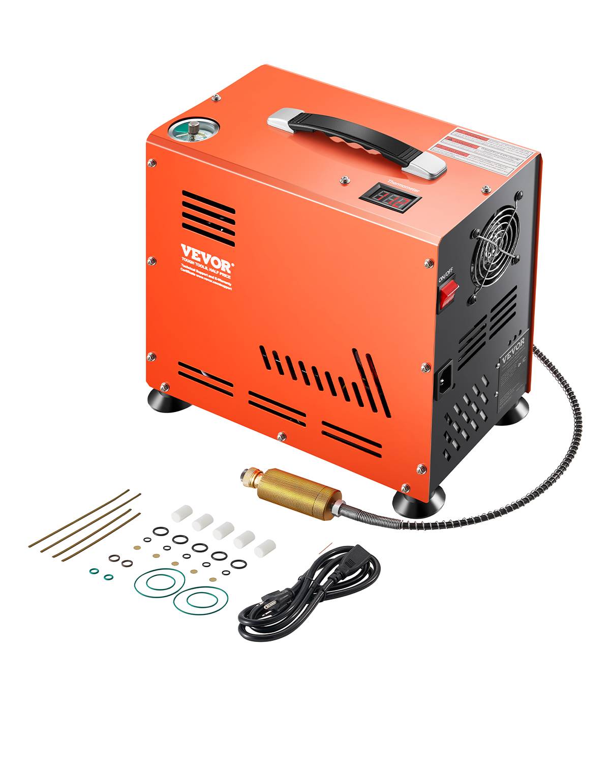 VEVOR Compresseur PCP 800W 30 MPa double cylindre, refroidissement ventilateur, arrêt automatique, sans huile pour paintball
