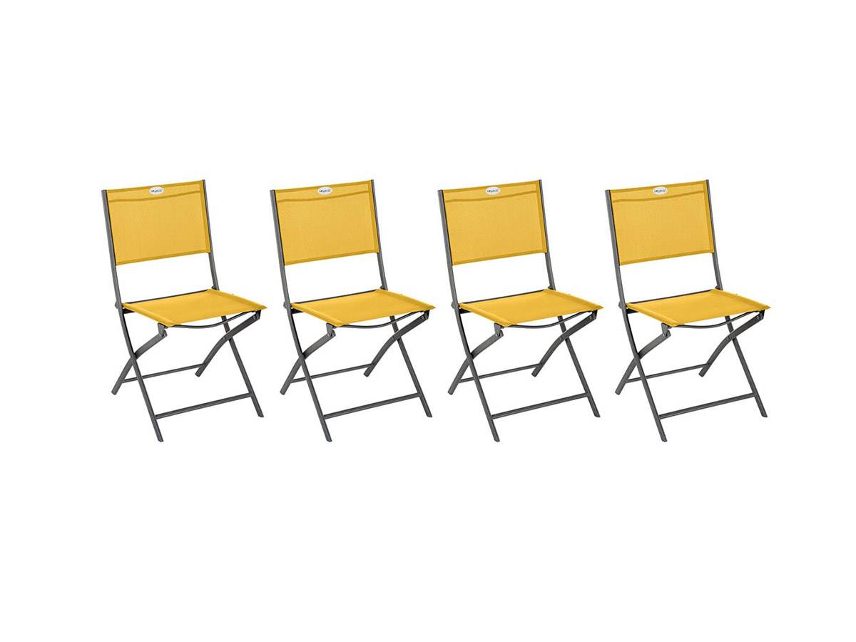 Hesperide - Lot de 4 Chaises de jardin pliante métal Modula Moutarde/Graphite - Hespéride - Imagen 1