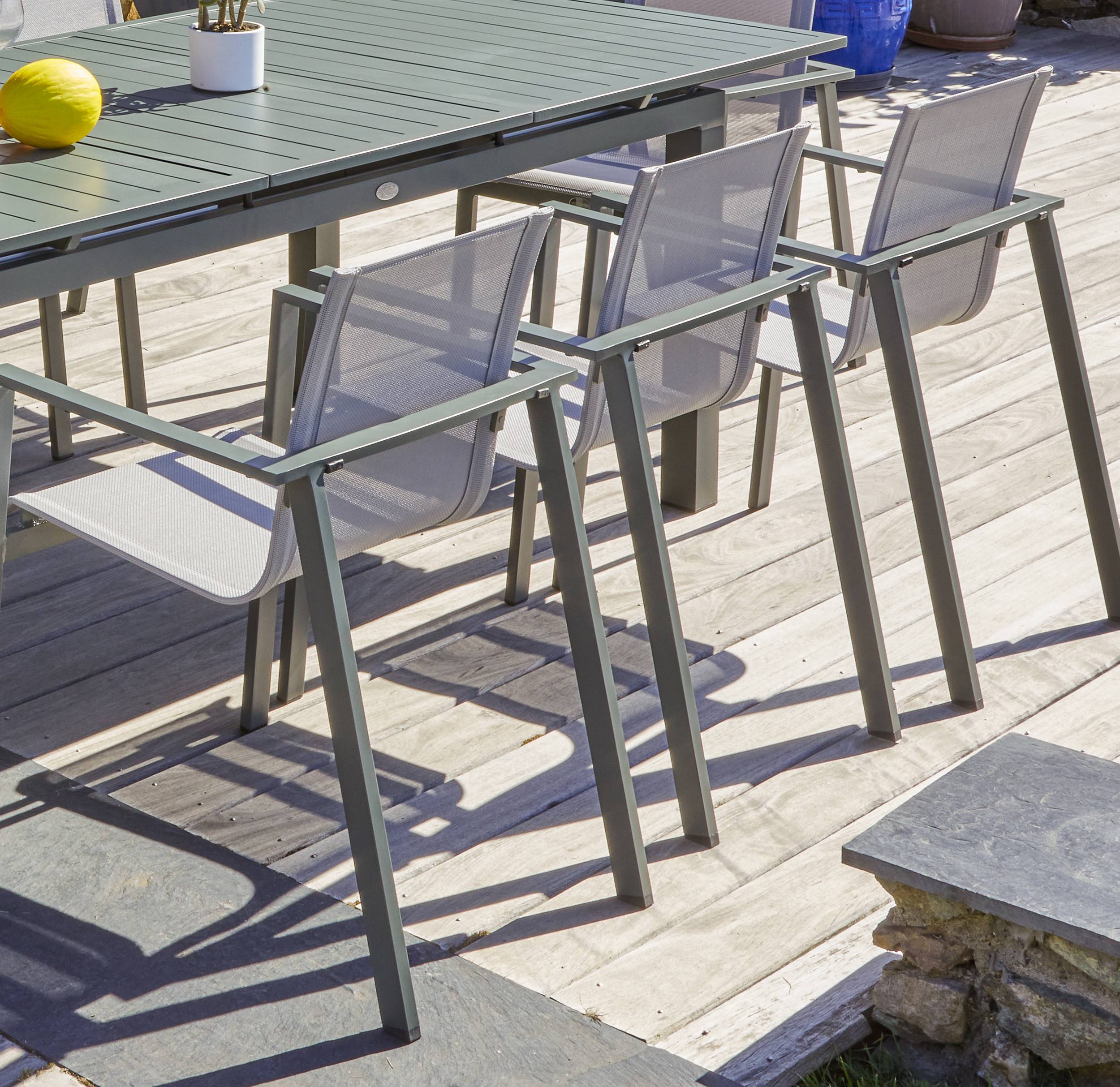 Dcb Garden - Ensemble repas MIAMI 240/300cm 8 places en aluminium kaki - DCB GARDEN - Image 4