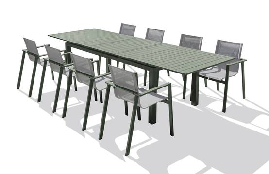 Dcb Garden - Ensemble repas MIAMI 240/300cm 8 places en aluminium kaki - DCB GARDEN - Image 5