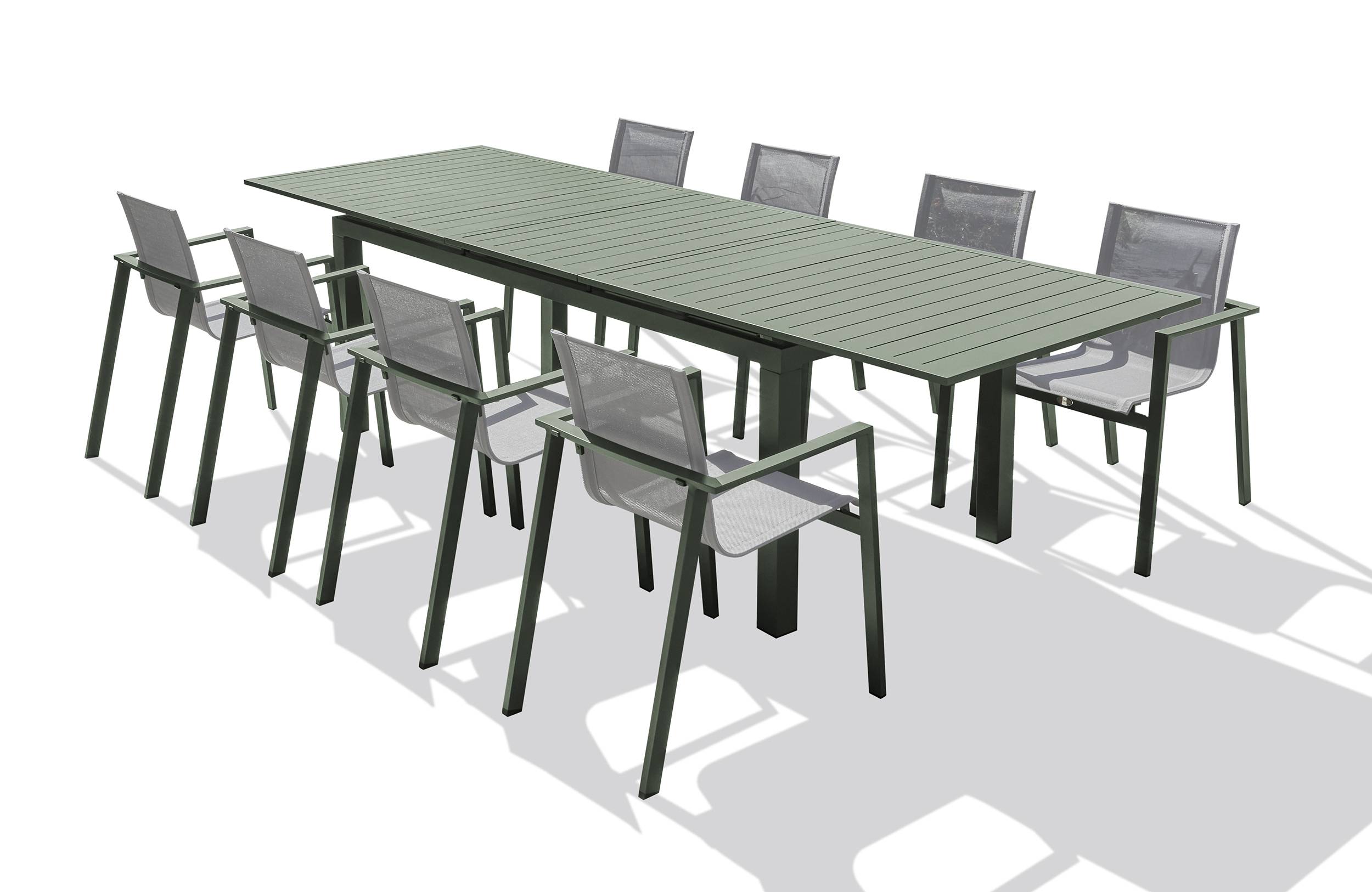 Dcb Garden - Ensemble repas MIAMI 240/300cm 8 places en aluminium kaki - DCB GARDEN - Image 5