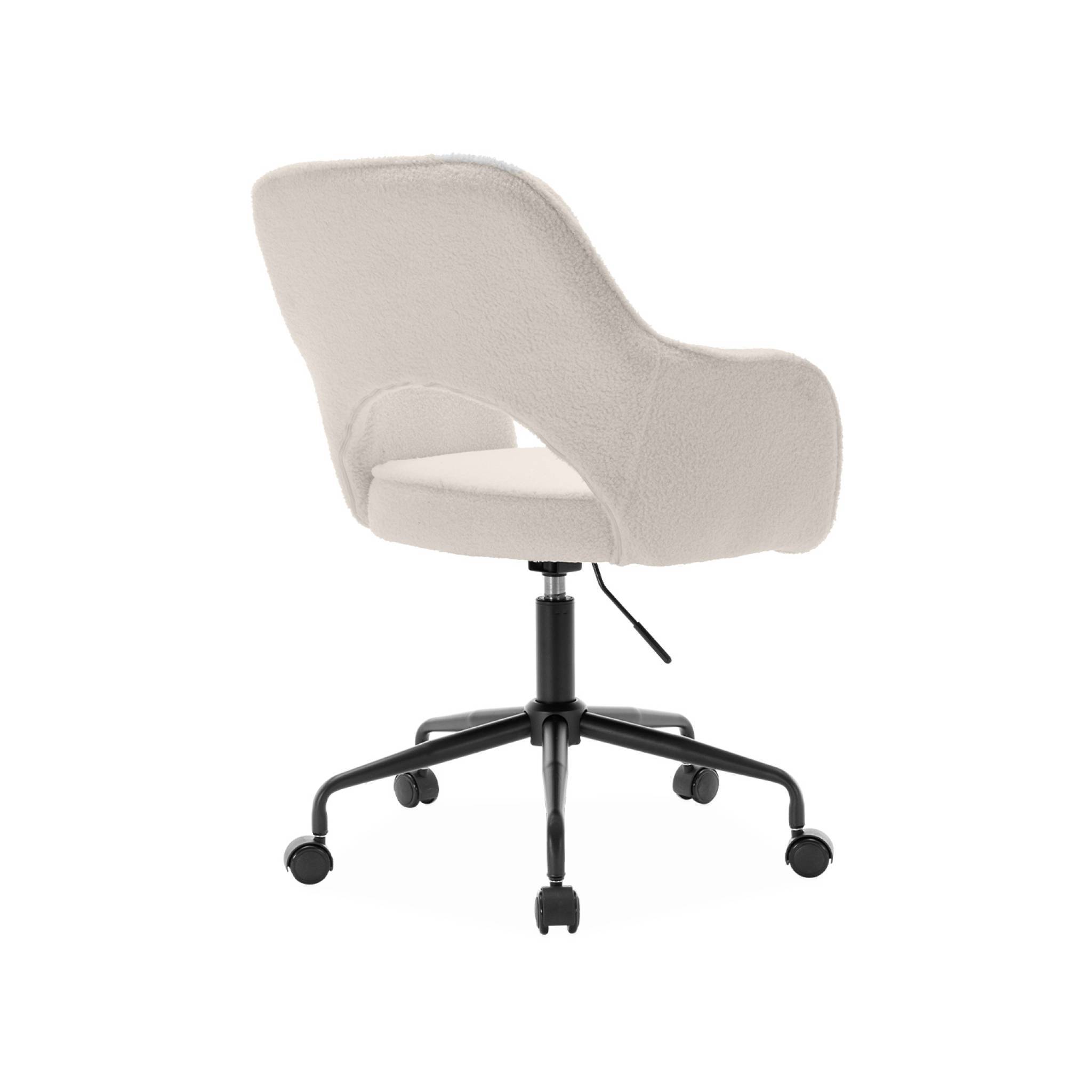 sweeek - Chaise de bureau à roulettes bouclettes blanche. Jim. L 60 x P 62 x H 89 / 99cm.  | sweeek - Image 7