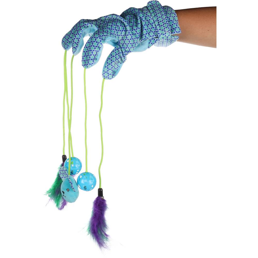 Gant avec jouets bleu 55 cm x 3.8 cm pour chat - Image 1