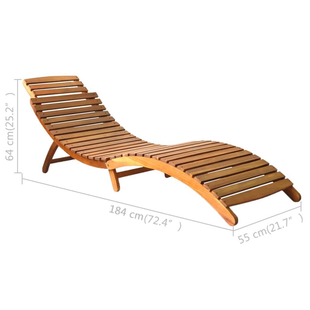 Helloshop26 - Transat chaise longue bain de soleil lit de jardin terrasse meuble d'extérieur bois d'acacia solide marron - Imagen 5