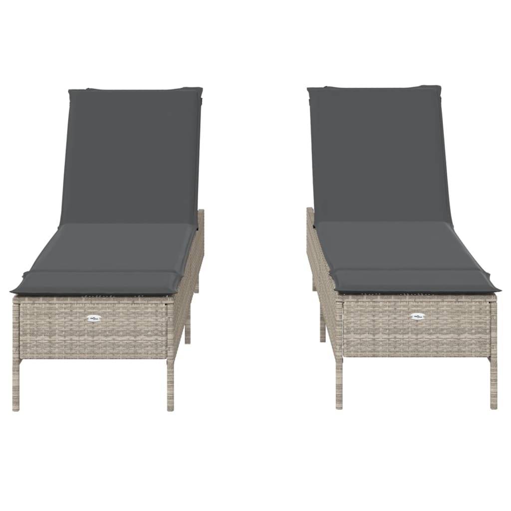 Lot Lits de Soleil Résine Gris Clair 5 Positions Matelas Anthracite Piscine – ComfortXL Outdoor Living - Image 5