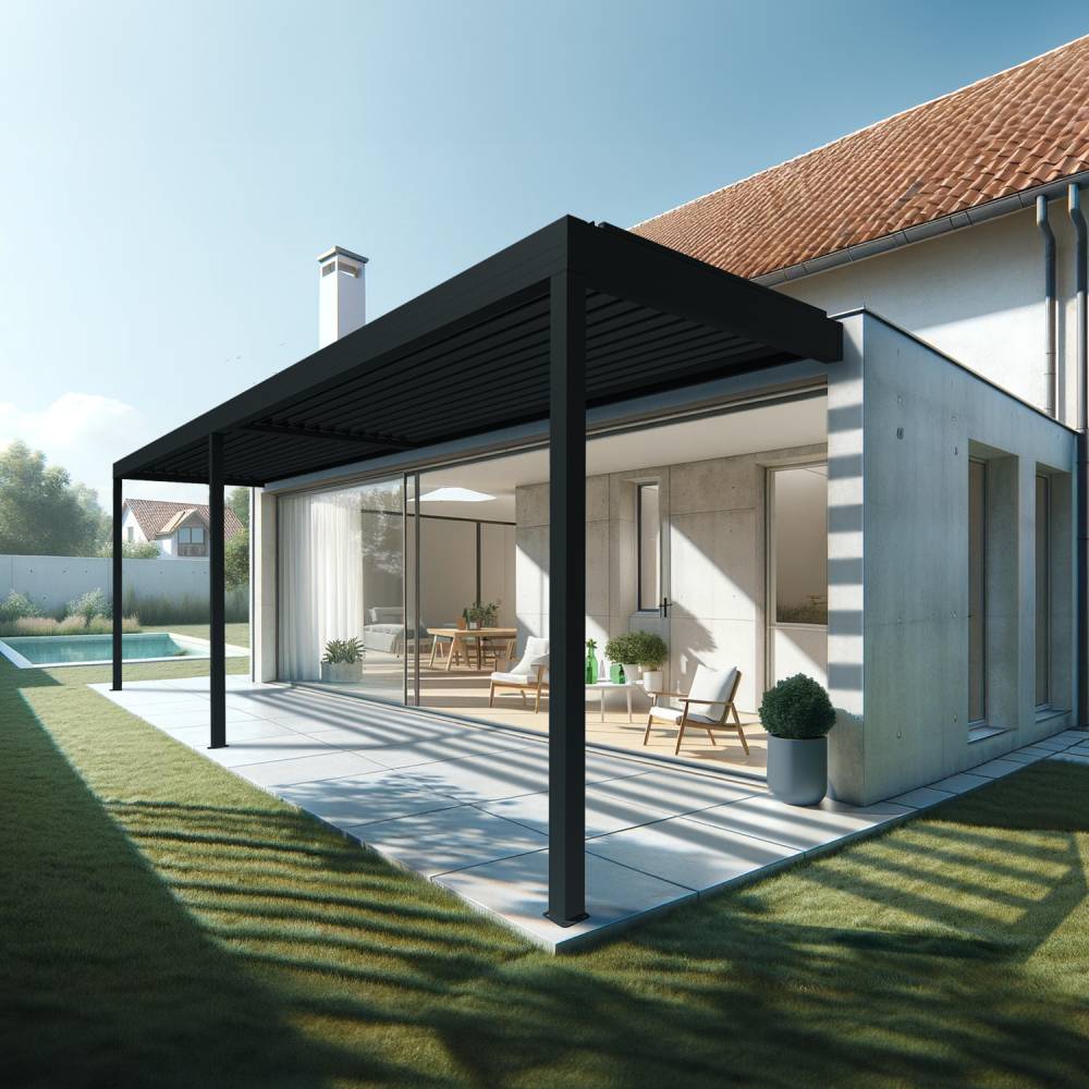 Pergola bioclimatique HELY 7,00x4,987m Vérin à télécommande (Gris anthracite) - Alia Productions - Imagen 2
