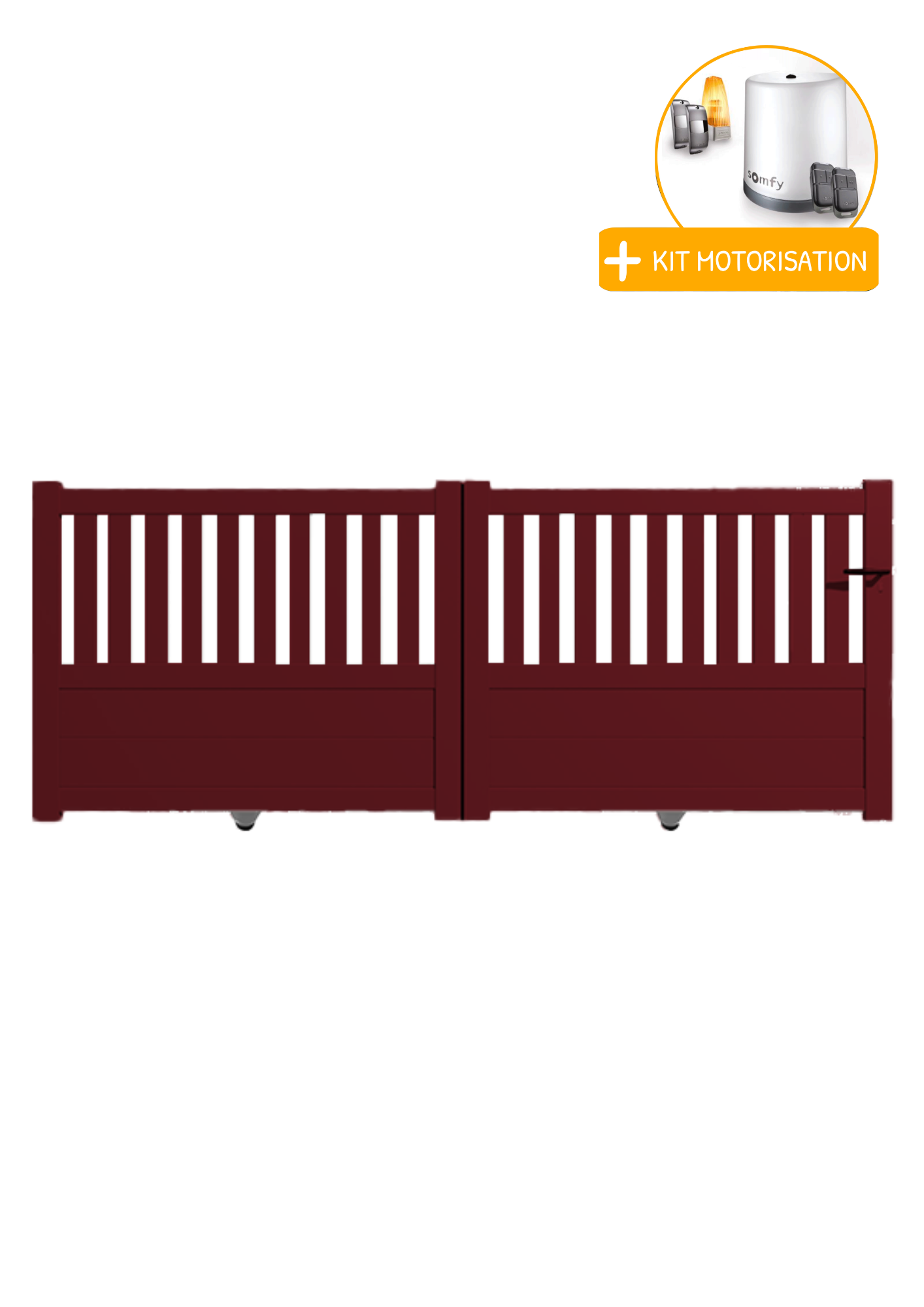 Portail Packit - Portail alu coulissant semi-ajouré en kit +MOT dim. L.4000 (entre piliers) X H.1300 mm  Rouge (RAL 3004)