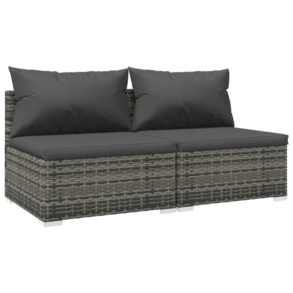 Helloshop26 - Salon de jardin meuble d'extérieur ensemble de mobilier 2 pièces avec coussins résine tressée gris - Imagen 1