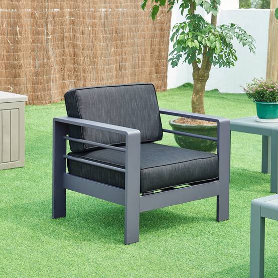 Casa.Pro - Fauteuil d'extérieur Avise 62 x 81 x 70 cm anthracite gris foncé casa.pro - Image 2