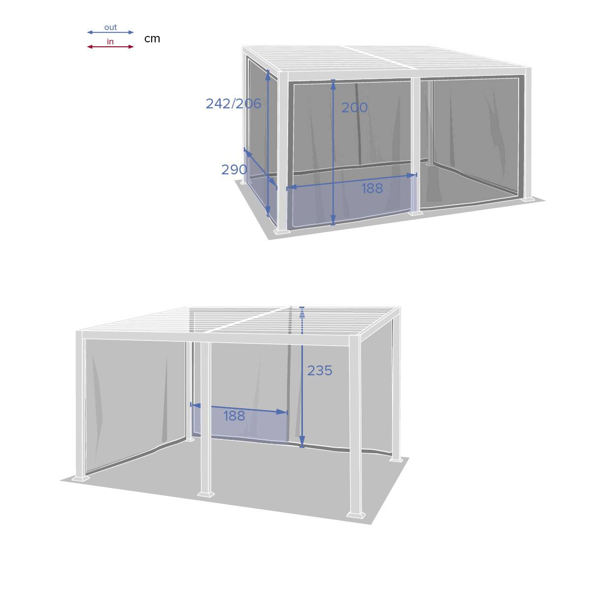 Hesperide - Moustiquaire pour pergola "Avila" graphite 4x3m en polyester Hespéride - Image 4