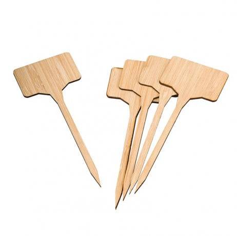 Etiquettes en T à planter en bambou naturel lot de 5 - Imagen 1